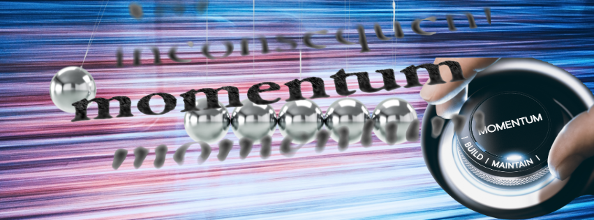 Newtons cradle of momentum, representing Momentum Media Marketing